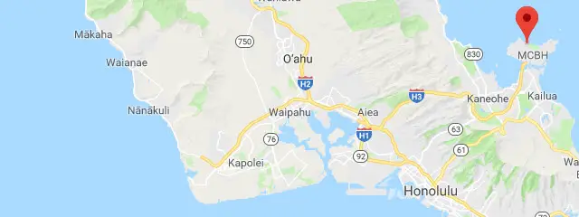 Map of Kaneohe Bay Beach Cottages and Campsites